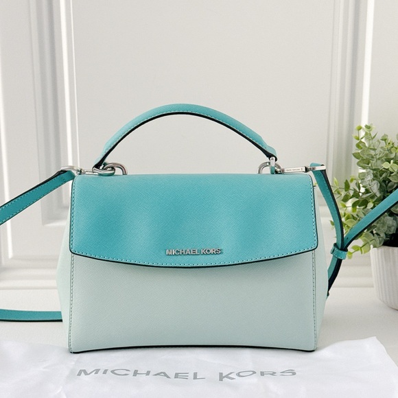 Michael Kors Handbags - Michael Kors Two-Tone Aqua and Mint Top-Handle Satchel